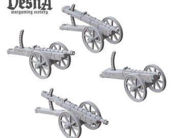 4pc Breechloaders set 28mm/32mm DnD Dungeons and Dragons DnD Scatter Terrain Cannon Miniatures Arms and Armour Gun Wargame TTRPG  - VS