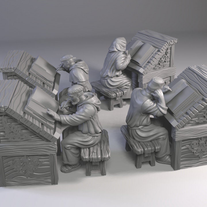 Maßstab 28-32mm, Mönch-kopist, DnD, Dungeons und Dragons, Miniaturen, Scatter Terrain, DnD Möbel