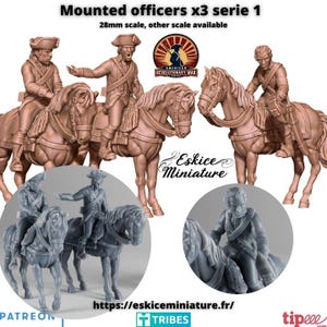 Mounted Officers Serie 1 Revolutionary War – 15mm 20mm 28mm 32mm 1 35 Scale – Historical Cavalry Set – Eskice Miniature