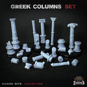 44pc Greek Columns Basing Bit Minis Dungeons and Dragons 28mm/32mm Basing Bits DnD Scatter Terrain Scenery Scatter TTRPG Mini Basing - ZbW