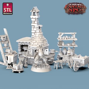 Pottery Miniature Vendor DnD Dungeons and Dragons 28mm/32mm Potter Miniature Vase TTRPG Fantasy Scatter Terrain Dollhouse Furniture Diorama