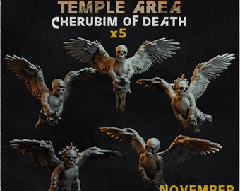5pc Cherubim of Death / Basing Bits Adepta Temple Area Scatter Terrain  40k, Dungeons and Dragons, 28mm/32mm Scale RPG SceneryZbW