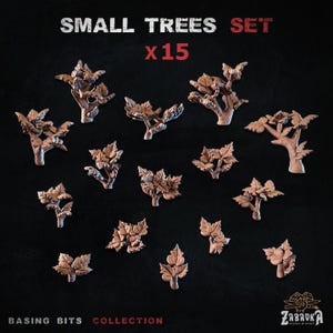 15pc Small Trees - Basing Bits (Plants) 28mm/32mm Fantasy Forest Battlefield Basing Materials Botanical Scatter Woodland Scenery ElementsZbW