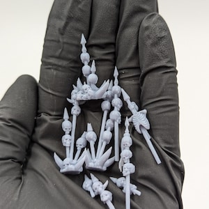 Skulls on Spears DnD Dungeons and Dragons 28mm/32mm Chaos Skulls TTRPG Fantasy Wargame Miniatures Basing materials and bits Bone Scatter
