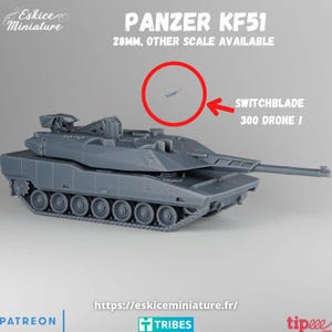 Panzer KF51 Modern German Tank – 15mm 20mm 28mm 32mm 1 35 Scale – Military Miniature Vehicle for Wargames and Dioramas, Eskice Miniature