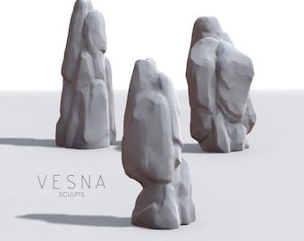 3pc Large Rocks Terrain Set | 28mm 32mm Resin Stone Scenery for Tabletop Games | Vesna Sculpts