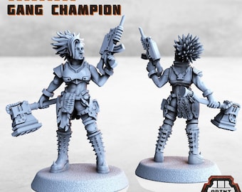 Akina - Gang Champion, 28mm or 32mm, Scifi Miniature, Future, Cyberpunk, DnD, Tabletop RPG games, Waregame by Print Minis