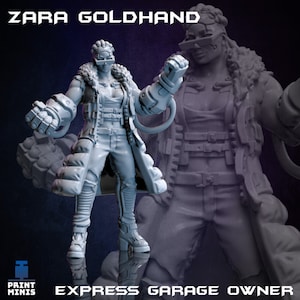 Zara Goldhand, DnD, Dungeons and Dragons, Scifi Miniatures, 28mm, 32mm, NPC, TTRPG Miniatures - Print Minis