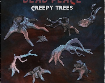 16pc Creepy Trees DnD Dungeons and Dragons Basing Scatter Materials 28mm/32mm Wargame and Diorama Terrain Wood Forest Dead Tree Scatter RPG