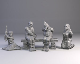 Chained Prisoners DnD Dungeons and Dragons 28mm/32mm Wargame Scatter NPCs Pathfinder TTRPG Miniature Figurines