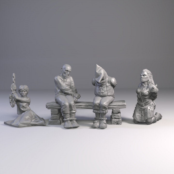 Chained Prisoners DnD Dungeons and Dragons 28mm/32mm Wargame Scatter NPCs Pathfinder TTRPG Miniature Figuren