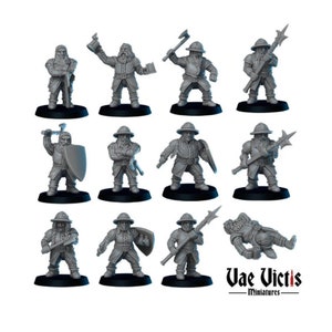12pc Dwarf Warriors DnD Dungeons and Dragons 28mm/32mm Armoured Guards DnD Fighter DnD Warriors Wargaming Miniature NPCs Scatter Corpse