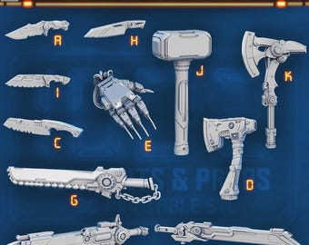 Mix of 40pc Sci-fi Weapons Melee for Dungeons and Dragons 28mm/32mm Basing Bits DnD Scatter Weapons D&D TTRPG Mini Basing Material - STL