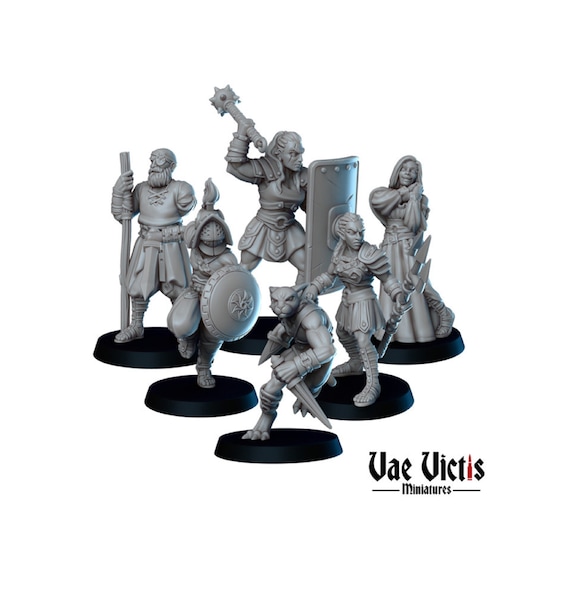 5 Figurines De Jeu Donjons & Dragons - Guerriers, Occasion, Lot, Wizards Of The Coast, 99% Neuf