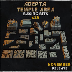 26-delige basisbits Adepta-tempelgebied verspreid terrein 40k, Dungeons and Dragons, 28 mm/32 mm Wargame-basismateriaalZbW