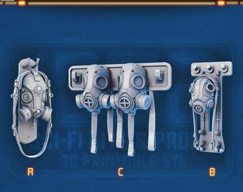 Sci-fi Gas Mask Miniatures for Dungeons and Dragons 28mm/32mm Basing Bits DnD Scatter Terrain Scenery  D&D TTRPG Mini Basing Material - STL