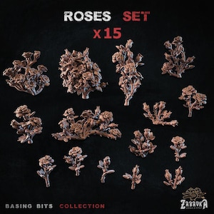Può includere: Un set di 15 roseti in miniatura, perfetti per aggiungere dettagli alla tua scenografia da gioco da tavolo. Le rose sono realizzate in resina marrone e sono disponibili in una varietà di dimensioni e forme.