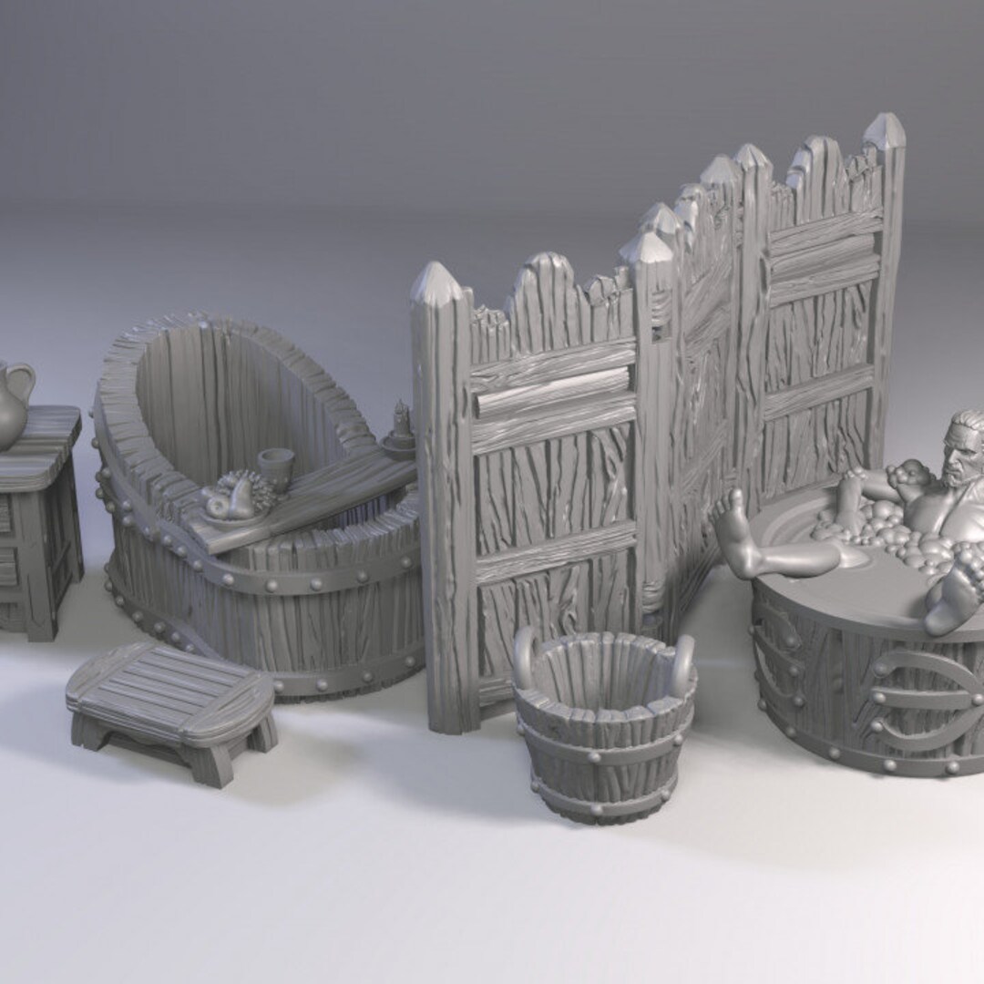 20/30mm Miniature Bathing Set Bathroom Dnd Dungeons and Etsy