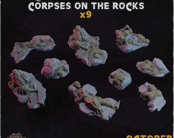 9pc Cave Corpse Skeletons for Dungeons and Dragons 28mm/32mm Basing Bits DnD Terrain Scenery Scatter D&D TTRPG Mini Basing Material - ZbW