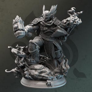 Fiery Forge Cleric DnD Dungeons and Dragons 28mm/32mm TTRPG Fantasy Wargame Cleric Holy Warrior DnD 5e Pathfinder Detailed 12K Miniatures