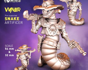 Snake Folk Artificer Dungeons and Dragons  28mm 32mm D&D Wargame Miniatures for Dioramas TTRPG Fantasy - Nm