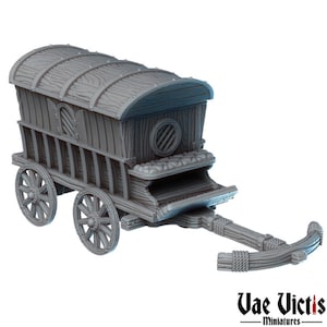 Merchant Wagon Miniature DnD Dungeons and Dragons 28mm/32mm Wagon 3D Printed Miniature for TTRPGs Wargames Dioramas Traveler Caravan Cart