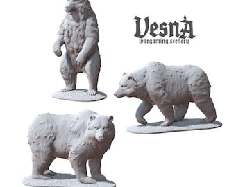 3pc Wild Bear Miniatures DnD Dungeons and Dragons DnD Scatter Terrain 28mm/32mm Forest Animals Scenery Diorama Bear Figurines - VS