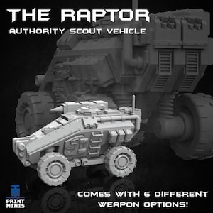 Raptor Scout Vehicle Miniature for DnD & Wargames 28mm/32mm Sci-Fi Futuristic Unpainted Tabletop RPG Figurine