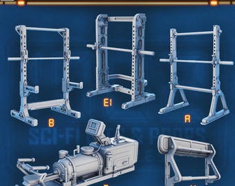 Sci-fi Gym Eqipment set 1 for Dungeons and Dragons 28mm/32mm Basing Bits DnD Scatter Terrain Scenery  D&D TTRPG Mini Basing Material - STL