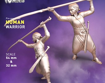 Female Human Warrior Dungeons and Dragons  28mm 32mm D&D Wargame Miniatures for Dioramas TTRPG Fantasy - Nm