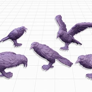 20pc Battlefield Crow Miniatures DnD Dungeons and Dragons 28mm/32mm Scatter Terrain TTRPG Fantasy Crow Scatter Scenery Basing Materials