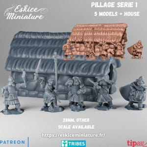 Pillage Serie 1 Looted Village Set – 15mm 20mm 28mm 32mm 1 35 Scale – Scatter Terrain for Wargames and Dioramas – Eskice Miniature