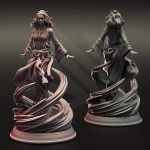 Air Genasi Aeromancer DnD Dungeons and Dragons 28mm/32mm Female Sorcerer Miniature TTRPG Fantasy Miniature for Painting Pathfinder DnD 5e