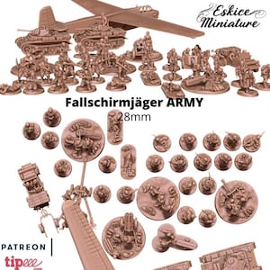 70pc Fallschirmjager Army Pack WW2 – 15mm 20mm 28mm 32mm 1 35 Scale – German Paratroopers, Vehicles & Glider – Eskice Miniature
