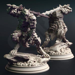 Werewolf Knight DnD Dungeons and Dragons 28mm/32mm DnD Monster Wolf Knight NPC 5e Werewolf fighter RPG Warrior Miniature Pathfinder
