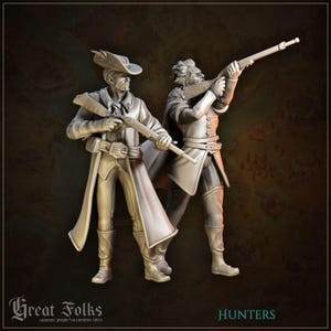 2pc Aristocrats on the hunt DnD Dungeons and Dragons 28mm/32mm TTRPG Wargame NPCs Hunters Townsfolk Figurines Great Grimoire
