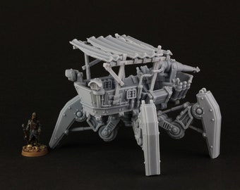 Scrap Walker, Wargame Miniatures, TTRPG, 20mm 28mm 32mm, Scifi Wasteland Miniatures, Walker Mech, Tabletop Scrap Yard Figurines, Tesseract