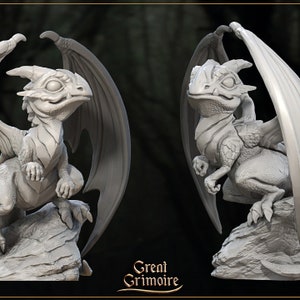 Baby Dragon Miniature DnD Dungeons and Dragons 28mm/32mm TTRPG Fantasy Dragon Figurine for RPGs Pathfinder 5e Cute gift for DM