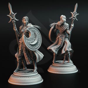 Female Half Elf Moon Cleric Miniature DnD Dungeons and Dragons TTRPG Fantasy Wargame Miniature Pathfinder 5e DnD Miniature Ninera - DmS