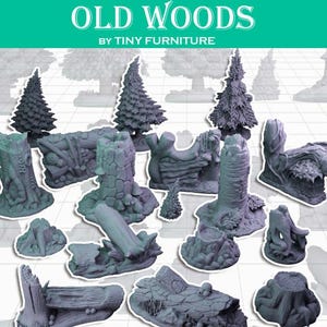 Forest Miniature Scatter DnD Dungeons and Dragons 28mm/32mm TTRPG Wargame Miniature Old Woods Tree Miniature Logs Fallen Tree Stumps