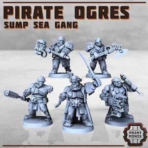 4pc Pirate Ogres DnD Dungeons and Dragons 28mm/32mm Scifi Miniatures Pirate Figurines Wargame NPCs DnD Warriors  Futuristic minis