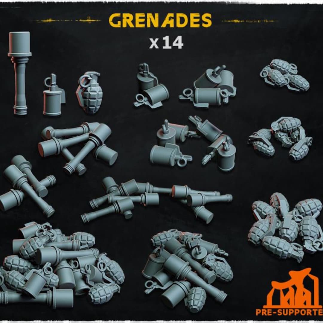 14pc Grenades (basing Bits 1.0) 28mm/32mm Scale TTRPG Astra Fantasy