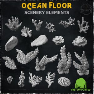 20 Stück Meeresboden - Landschaftselemente - 28mm/32mm Fantasy TTRPG Wasser-Schlachtfeld Scatter Meeresboden Basing Materialien Seegras & Korallen Miniaturen
