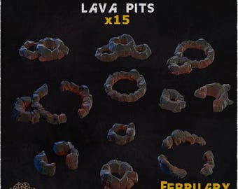 15 pc Lava pits for Dungeons and Dragons 28mm/32mm Basing Bits DnD Scatter Terrain Scenery Scatter D&D TTRPG Mini Basing Material - ZbW