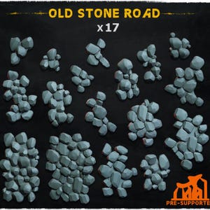 May include: A set of 17 digital illustrations of stone road textures. The illustrations are in a cartoon style and are perfect for use in game design or other creative projects.
