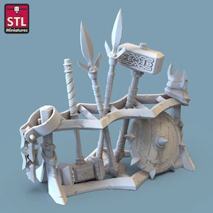 Weapons Rack DnD Dungeons and Dragons 28mm/32mm Pathfinder TTRPG Wargame Miniatures DnD Scatter Weapons Merchant Props RPG Weapons