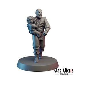 Vader met kind Miniatuur dorpelingen DnD Dungeons and Dragons 28 mm/32 mm stedelingen NPC Commoner voor TTRPG-scènes Wargame-NPC-verstrooiing