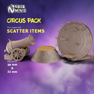 Zirkus Miniaturen, Canon, Messer werfen, D&D Scatter-Gelände, Dungeons & Dragons, Scatter-Szenery, TTRPG Miniaturen, Festival Miniaturen