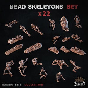 22pc Dead Skeletons Miniature Basing Bits DnD Dungeons 28mm/32mm TTRPG Fantasy Wargame Bone Skeletons Basing Elements Graveyard SceneryZbW