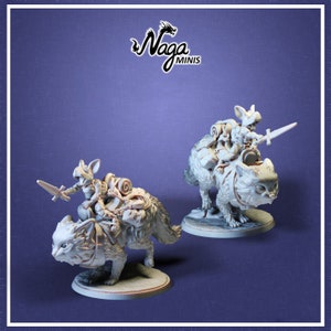 Mouse Warrior on a Cat Miniature DnD Dungeons and Dragons Fantasy RPG Cat Miniature DnD Monster Battle Miniatures Cat Warrior for D&D RPGs